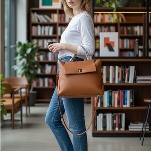 GlitzyGirlz Boutique Mercer Top Flap Camel Handbag with Crossbody Strap NWT